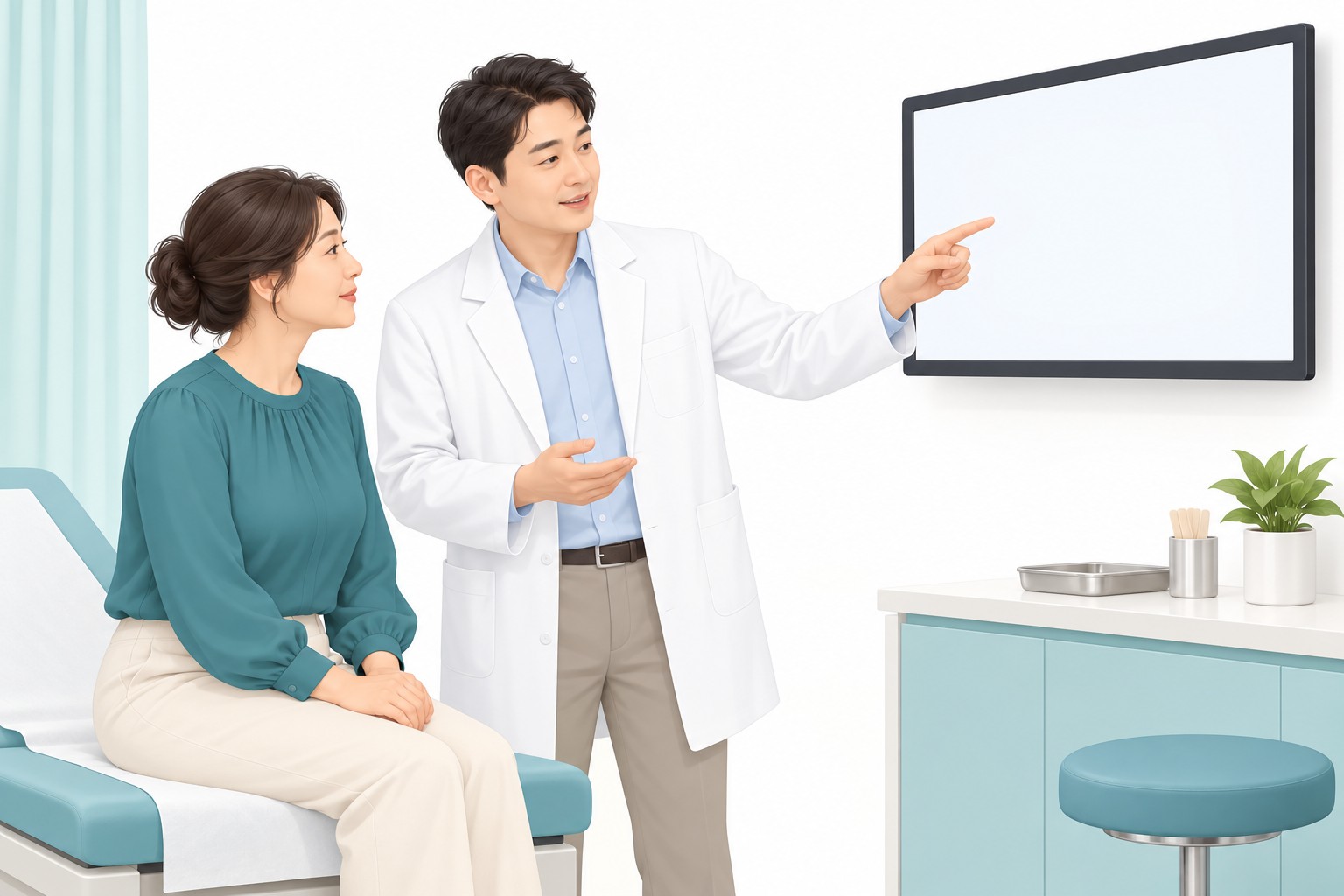 재수술 후 경과를 함께 확인하는 장면