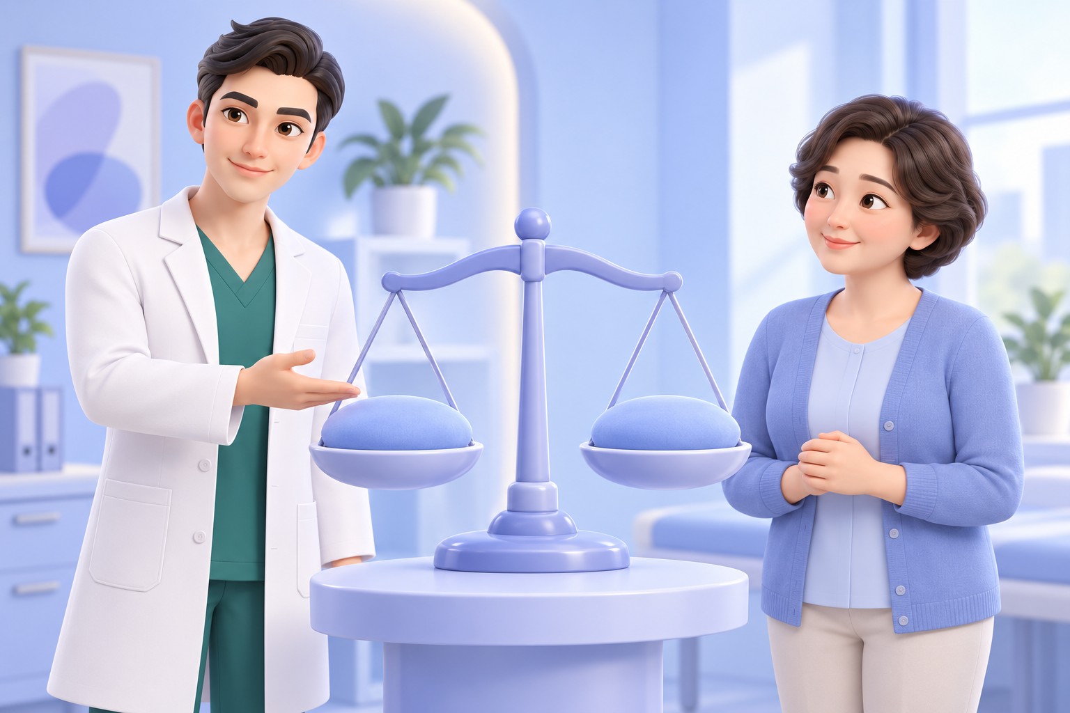 양쪽 유방의 크기 차이를 줄여 균형을 맞추는 개념