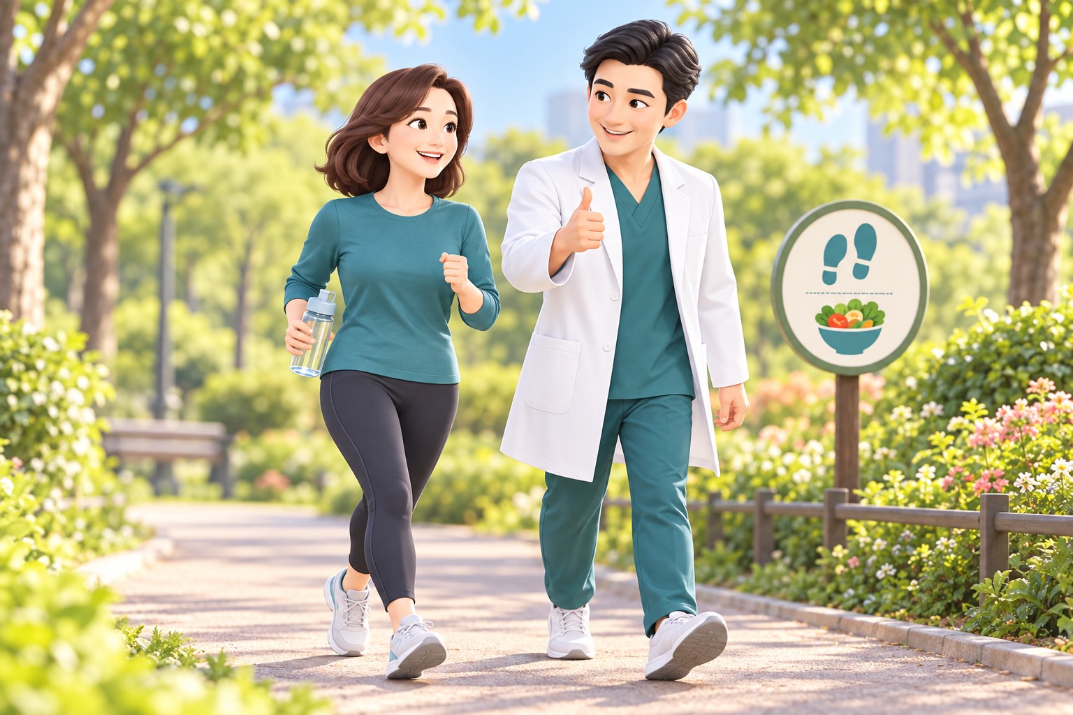 수술 후 운동과 체중 관리를 설명하는 장면