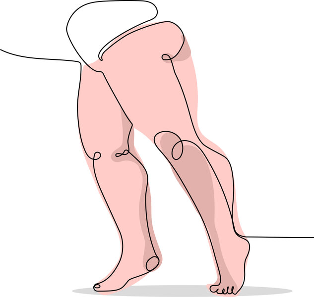 허벅지 라인과 다리 체형에 대한 고민을 나타내는 이미지