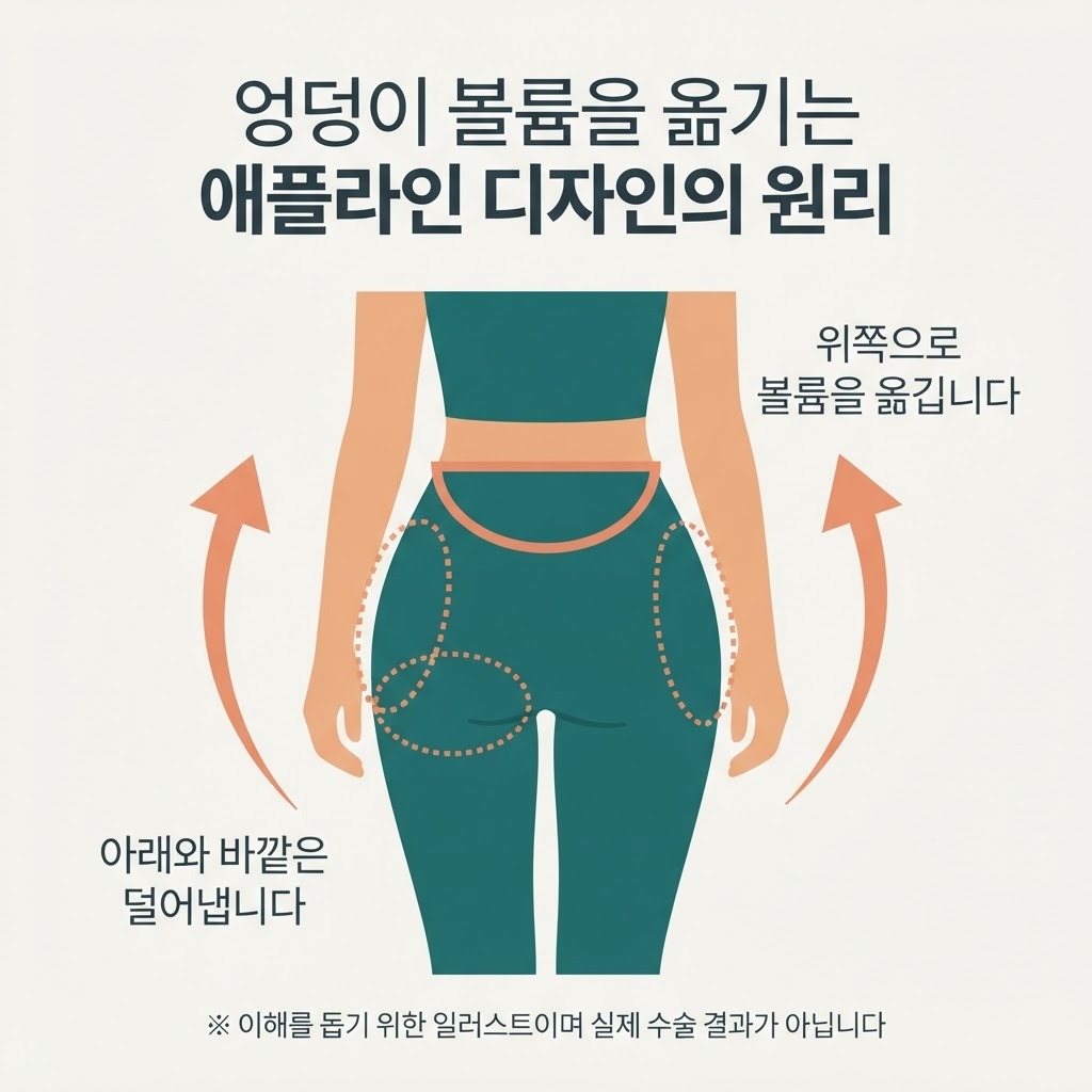엉덩이 볼륨을 옮기는 애플라인 디자인의 원리 일러스트 비너스의원