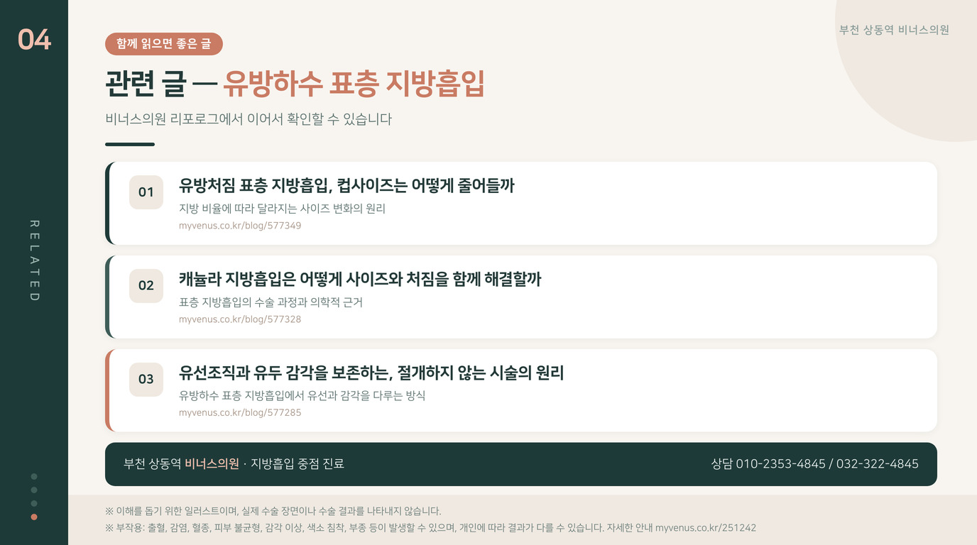 유방하수 표층 지방흡입 관련 글 안내 일러스트 비너스의원