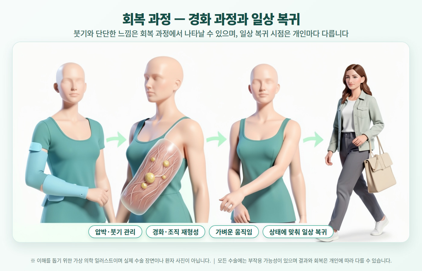 팔 지방흡입 후 편안하고 자신감 있는 표정의 여성 이미지