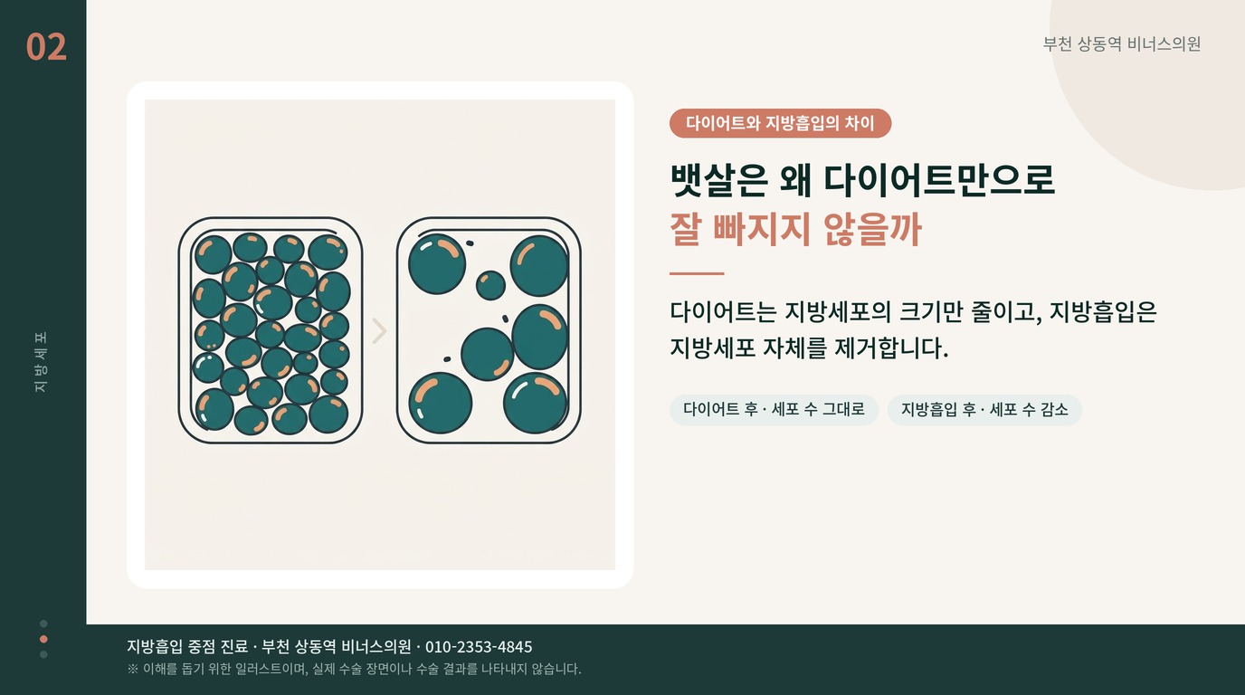 뱃살은 왜 다이어트만으로 잘 빠지지 않을까 인포그래픽 비너스의원