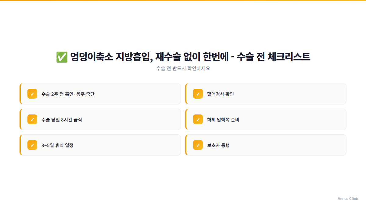 엉덩이축소 지방흡입 수술 전 체크리스트 인포그래픽