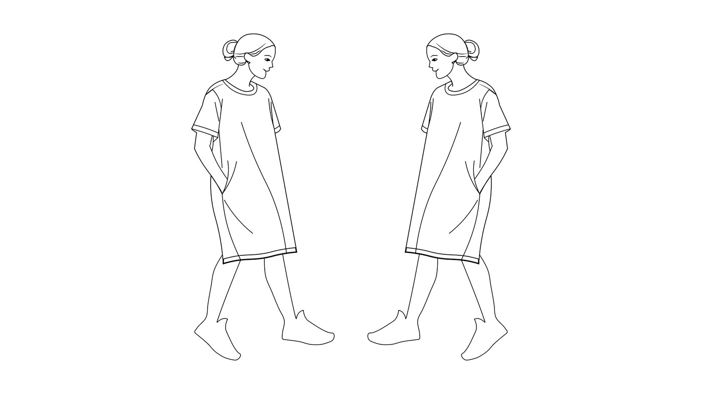 허벅지지방흡입 회복 후 걷는 여성 다리 라인 일러스트