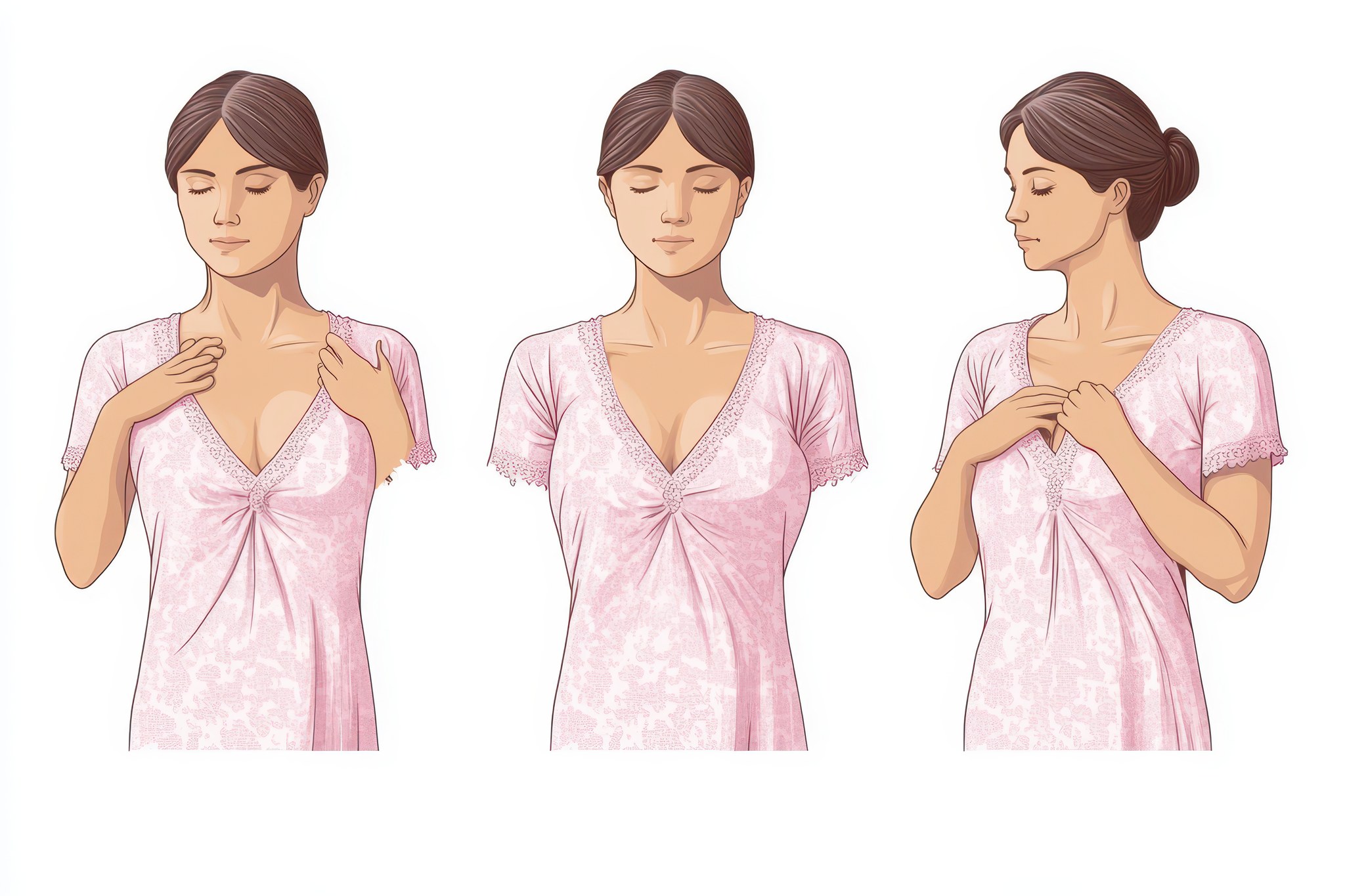 가슴 라인과 상체 실루엣 변화를 나타내는 이미지