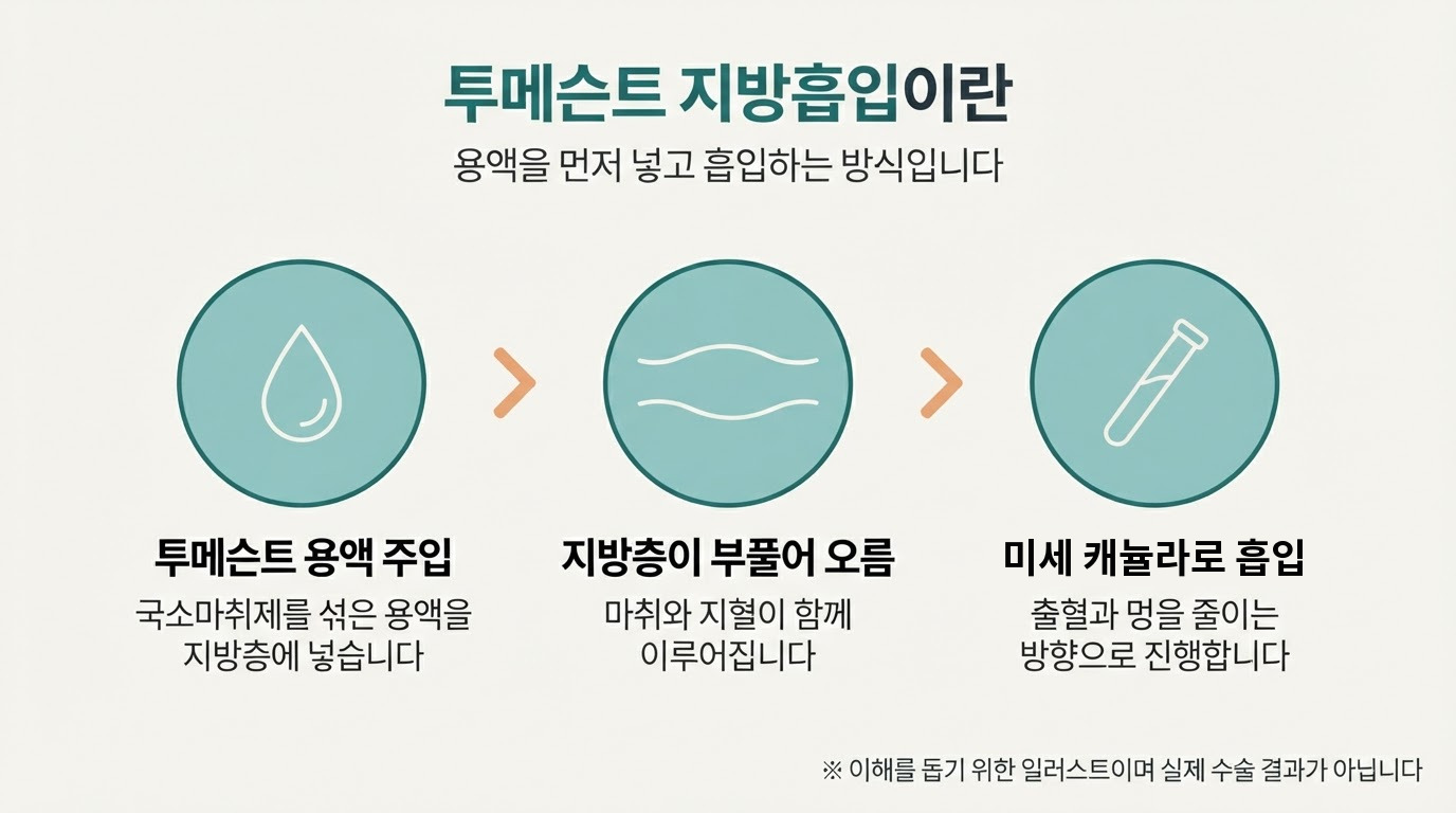 투메슨트 지방흡입 과정을 설명한 인포그래픽