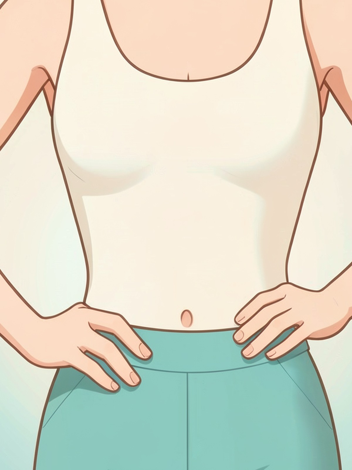 매끈하고 자연스러운 복부와 허리 라인을 보여주는 2D 일러스트