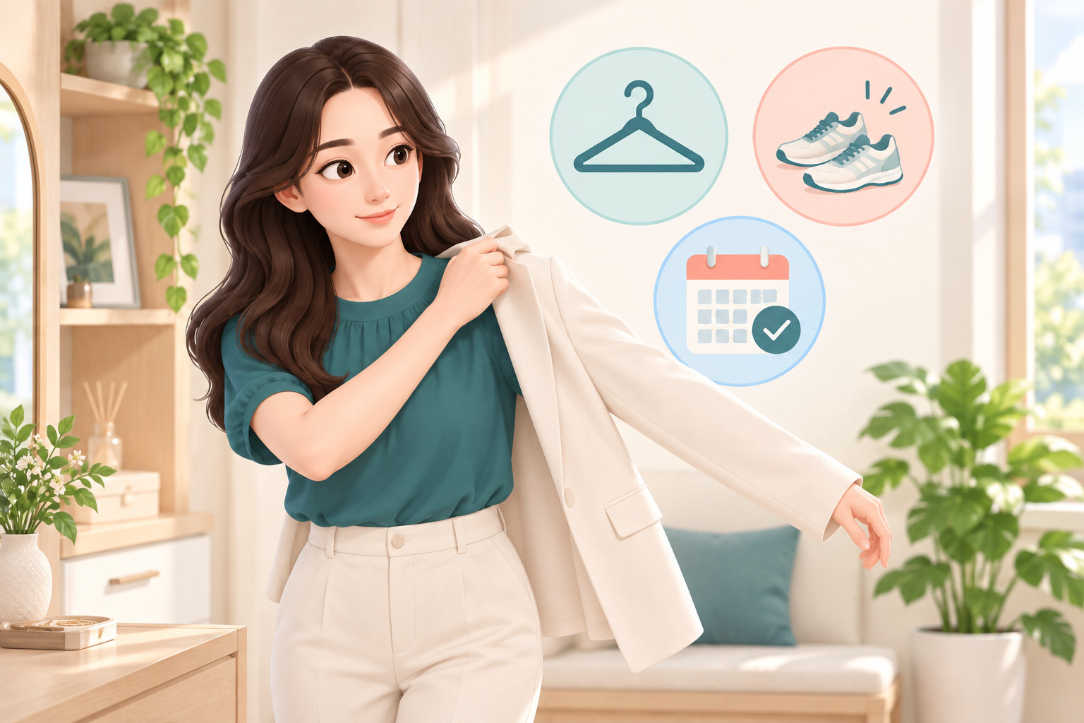 팔 라인 정돈 후 편안한 일상 이미지