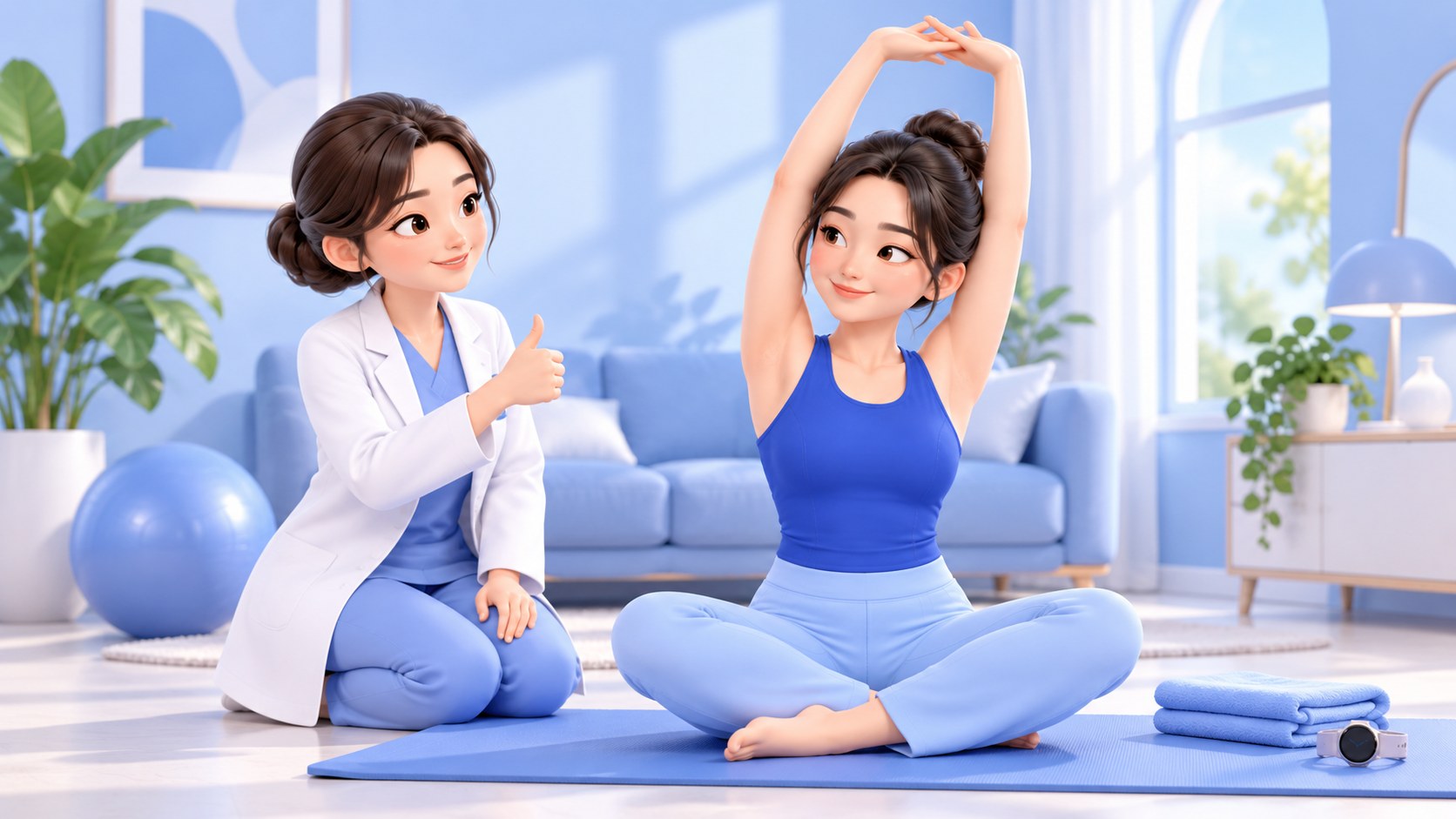 가벼운 팔 스트레칭 일러스트 Illustration of gentle arm stretching